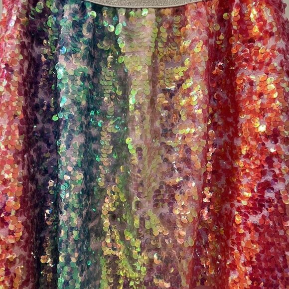 H&M Rainbow Sequin Skirt Elastic Waist Girls Size 7-8 years - Picture 5 of 9